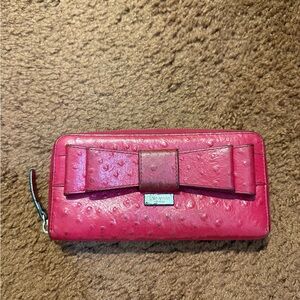 Red Kate Spade Ostrich Leather Wallet